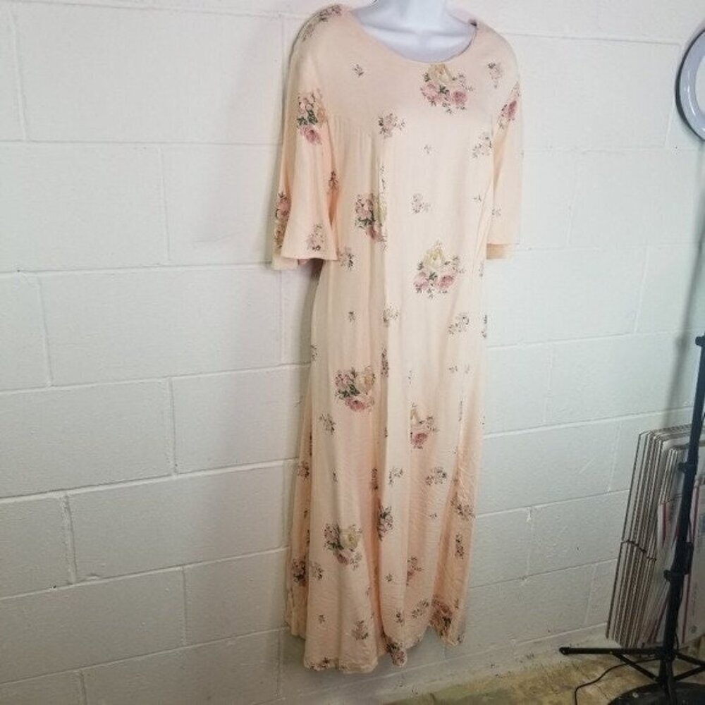Vtg 90s pink floral modest long midi cottagecore dress plus size - Picture 8 of 10